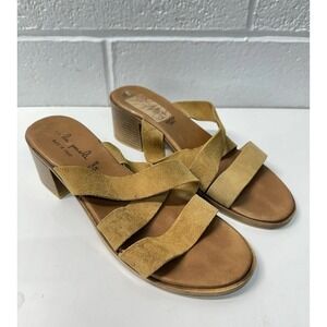 Mila Paoli Italian Leather Suede Strappy Sandals Brown Heeled / Women's 40 US 9